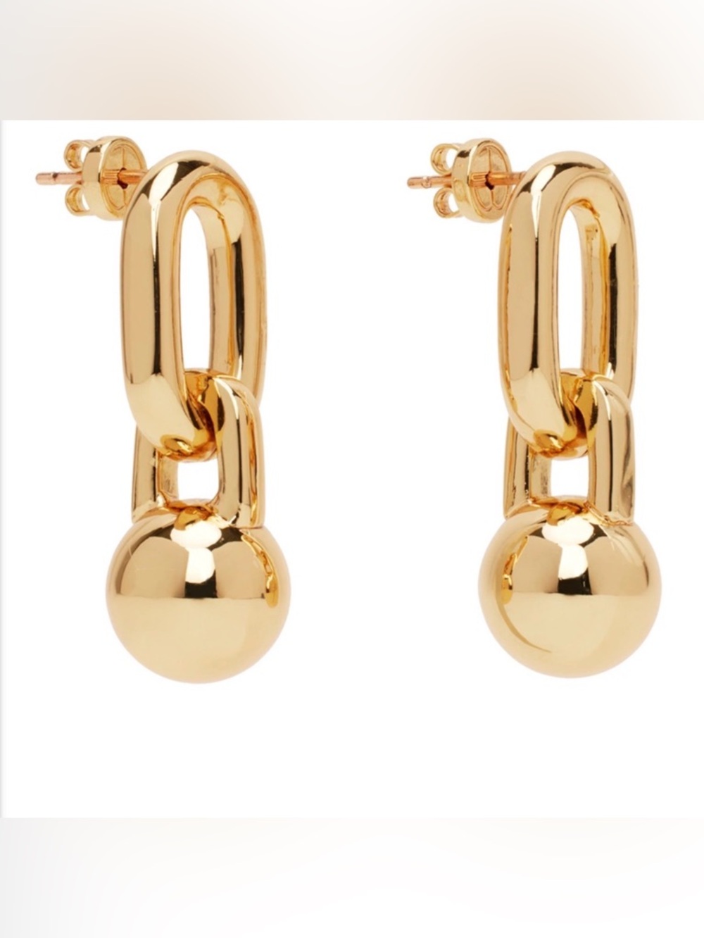 Anine Bing Gold Link Drop Earrings with Ball Charm - Picture 4 of 10
